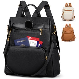Mochila Monedero para Mujer, Mochila de Cuero para Mujer Mochilas Informales de Moda con Borla Bolso de Hombro Grande para Viajes Trabajo Universidad