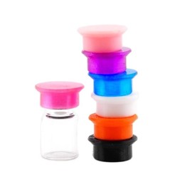 Flexible Vial Caps fits on Vial Bottle  – Covers Vials from dirt dust when not in use (3ml, 5ml, 30ml, 50ml, 100ml) Colorful Options Icy Pink Green Blue Purple Clear Black Essential Oils:_Icy Pink_10 Small 10 Large