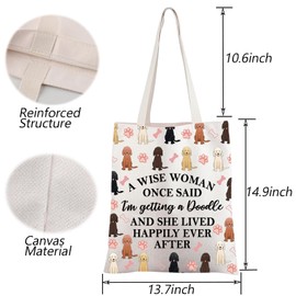 TGBJE Doodle Tote Bag Dog Mom Gift A Wise Women Getting a Doodle She Lived Happily Ever After Shopping Bag Doodle Owner Gift (C-wise doodle tote)