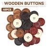 40pcs Round Wood Buttons 4 Holes for Sewing Clothing,Sewing Buttons