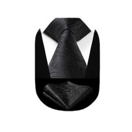 Hisdern TP-01S Paisley Pattern Necktie and Square Set, 20 Colors, Business, Wedding, After-Party, Gift -