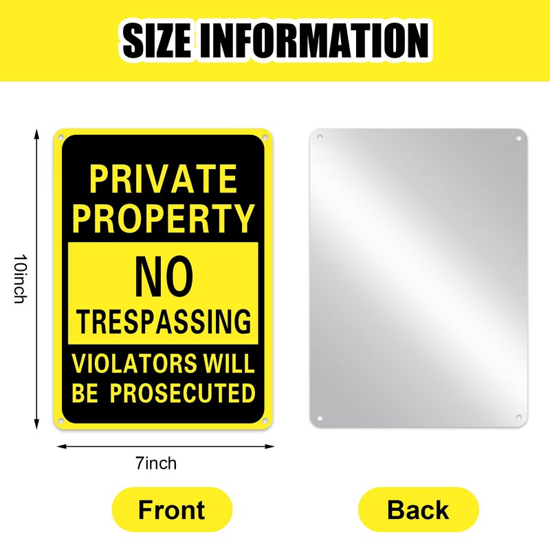100 Pcs Private Property No Trespassing Sign 7 x 10