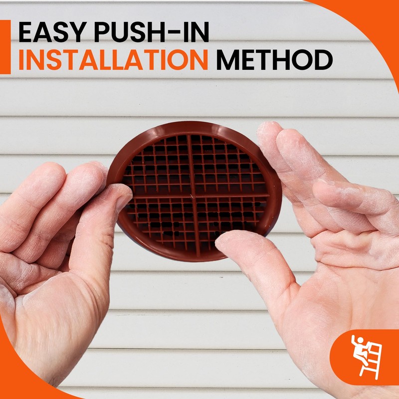 25 x Brown Plastic 70mm Round Soffit Air Vents/UPVC Push