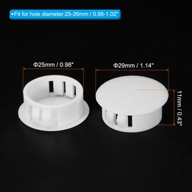 PATIKIL 25mm (1") Plastic Hole Plugs, 30Pcs Flush Type Round Hole Plugs Cover Snap in Locking Hole Tube for Table Kitchen Cabinet Furniture, White