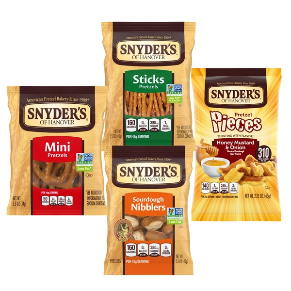 Snyder's of Hanover Pretzels Variety Pack, 4 Flavors, 36 Individual Snack Bags