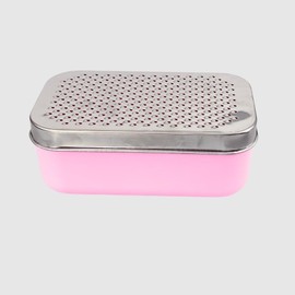 JagKul Cheese Grater Set with Container, 2 Stainless Steel Cutters, Lid, Peeler & Cleaning Brush - Kitchen Vegetables Chopper Set (Pink)
