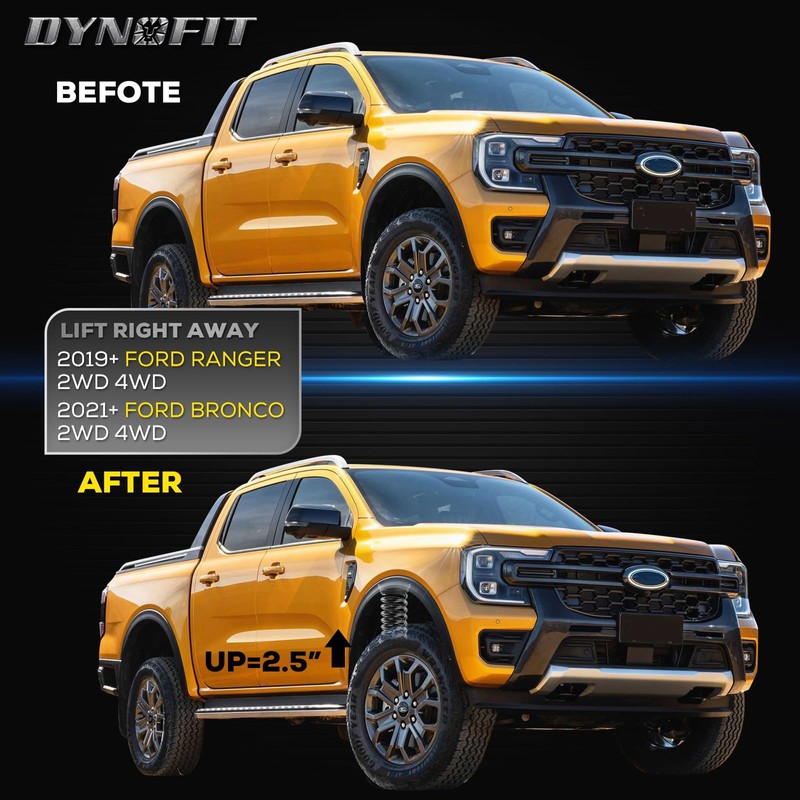 Dynofit 2.5 Inch Front Leveling Kits for 2019-2026 Ford Ranger