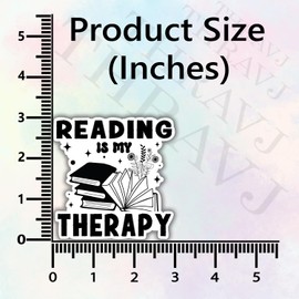 (3Pcs) Reading is My Therapy Sticker, Funny Quotes Vinyl Stickers Decorate for Water Bottles, Books, Laptops, Phones, Tumblers, Size 3 x 3 Inch