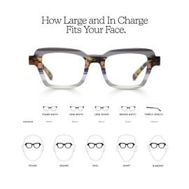 eyebobs - Large and In Charge | Premium Reading Glasses for Men and Women | Square Frame for Wide Faces | Grey Crystal and Tort Stripe, 2.25