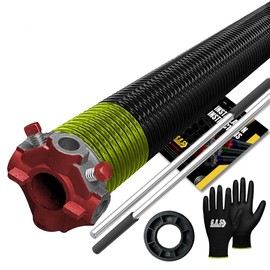 Garage Door Torsion Spring 207x1.75x26 Includes 1” Nylon Bushing, Gloves, and Winding Bars for Left Side of Garage Door Precision E-Coating 5-Year Warranty Min. 30,000 Cycles (Color Cone: Red)