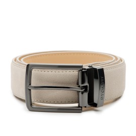 Riemen & Co DTCH.FIT Oliver Suede Belt - Adjustable Buckle in Gunmetal - 3.5 cm Wide, beige