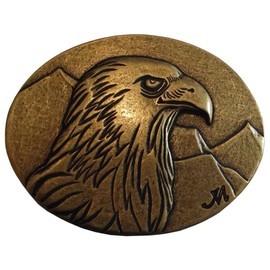 Belt Buckle Eagle 4.0 cm | Buckle Interchangeable Buckle Belt Buckle 40 mm Solid | for Hunting Outfit | Interchangeable Belt up to 4 cm, Old Brass