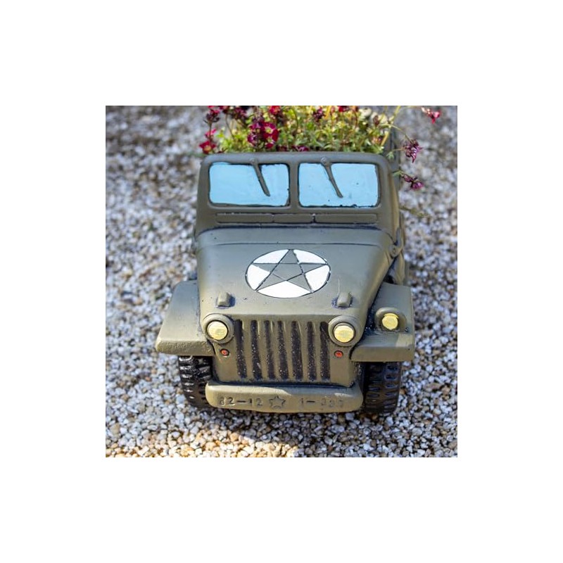 Darthome Cement US Army Truck Planter American Military Car Painted