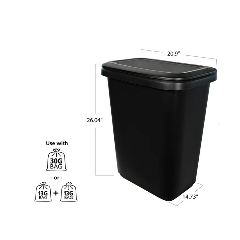 Extra Large 20.4 Gallon Divided Plastic Kitchen Trash Can -