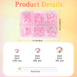 Multi Size 3mm 5mm Rhinestones Set for Nails Crafts Champagne Non Hotfix Nail Gems Jelly AB Round Flat Back Resin Rhinestones for Makeup Clothes Shoes Eyes Bottles Crafts