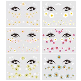 BOOMTOP 6 Temporary Tattoos Flowers Face Tattoos Sunflowers