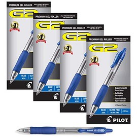PILOT G2 Retractable Premium Gel Ink Roller Ball Pens Ultra Fine (48 Pack, Blue)