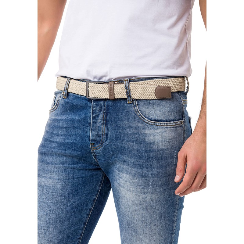 Redbridge Braided Belt Elastic Flexible Adjustable Unisex Stretch Belt, beige