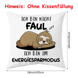 Shoppawhile Sloth Gift Sloth Cushion Cover 45 x 45 cm Funny Gifts for Women and Men Christmas Birthday Funny Gifts for Girlfriend Sloth Cushion Cover