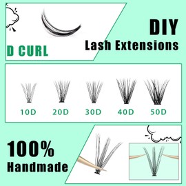 Bodermincer Black/Colored Cluster Lashes 240pcs 20D/40D DIY Eyelash Extension D Curl Long Individual Lashes Mixed Tray Faux Mink Lash Clusters Extensions 8-22mm (20D-14+16mm Mixed)