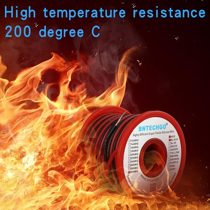 BNTECHGO 30 Gauge Silicone Wire Spool Red and Black Each