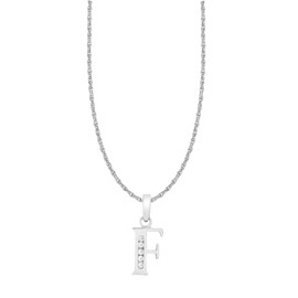 CARISSIMA Women's 9 ct White Gold Cubic Zirconia Initial F Pendant on 9 ct White Gold 0.8 mm Prince of Wales Chain Necklace of Length 46 cm/18 Inch