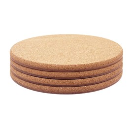 KITLAB Cork Plant Coasters, Double Layers Hard Thick Cork Planter Coaster, 8 Inch Absorbent Cork Plant Mats, Cork Trivets for Hot Dishes, Cork Plant Coasters for House Plants, 4 Pcs