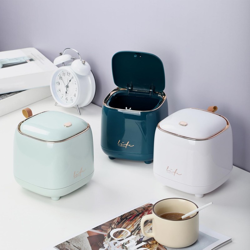 RAMFIYN Cute Trash Can Mini Trash Bin for Desk, Portable