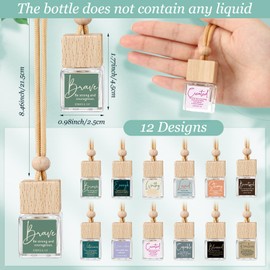 Funnymoom 24 Pack Christian Gifts for Mother Women Empty Car Air Freshener Diffuser Bottles Hanging Glass Essential Oil Bottles Easter Appreciation Gifts for Employee Teachers Nurse (Square)