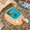 REPTIZOO Hermit Crab Water Bowl with Climbing Ramp, Resin Hermit