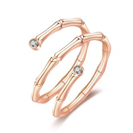 Stocking Stuffers Holiday Outfits for Women 2024 Bamboo Ring for Women Rhinestone Knuckle Ring Silver Wrap Ring Open Adjustable Joint Finger Ring Rose Gold Bamboo Statement Ring Birthday Gifts for Teens Gold