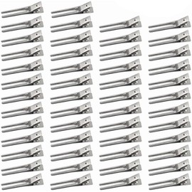 50 Piezas Pinza Pelo de Salón de Hierro, 4.5cm, Plata Diseño de Horquilla Doble, Apertura Fácil y Sujeción Firme, sin Marcas, para Peinados Profesionales y Permanentes
