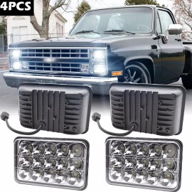 CHUSYYRAY 4x 4x6 Hi-Lo LED Headlights For 1981 1982 1983 1984 1985 1986 Chevy C10 Trucks