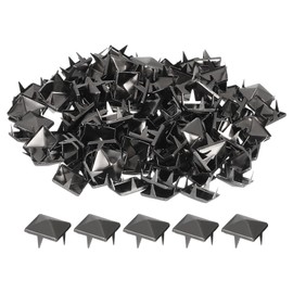 sourcing map 100 Pcs Pyramid Rivets for Clothing, 10mm 4-Jaw Square Rivets, Black Metal Pyramid Studs Handicraft, Punk Rock Nailhead Spots for Clothing Bag Leather Shoes