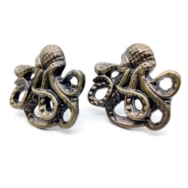 5MOONSUN5's Cast Iron Octopus knob Iron Nautical Cabinet Knobs Drawer Knobs Dresser Knobs Metal Knobs Drawer Pulls Door Knobs Coastal Handles Knobs Beach Decor for Wardrobe Closet Cupboard Set of 2