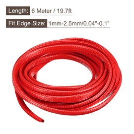 sourcing map U Channel Edge Trim, 19.7ft Length Rubber Guard Seal Strip Edge Protector Fit for 1-2.5mm Edge, (15/64" W x 25/64" H) Red