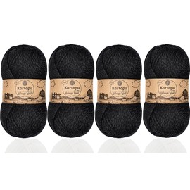 Kartopu Melange Wool,Wool Knitting Rope (4Balls) Each Skein(Ball) 3.53 Oz (100g)It is Very Soft and Gives an Amazing Woolly Feeling to Your Knit Pieces (Black 940)