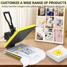 AKEYDIY Heat Press, 15x15 Slide Out Heat Press Machine for T Shirts, Digital Clamshell Heat Transfer Machine for Sublimation, Industrial Shirt Printer for Canvas, Pillows, Coasters, Puzzles (Yellow)