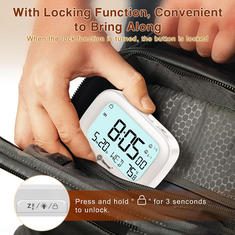 Geevon Small Travel Alarm Clock, Digital Alarm Clocks for Bedrooms
