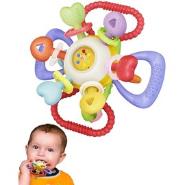 Juguete Sensorial Montessori para Bebés para la Dentición – Mordedor de Silicona Seguro, Multifuncional y Libre de BPA para Bebés de 0-12 Meses – Sonajero Vibrante para Alivio de la Dentición y Juego
