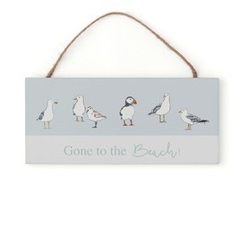 Cooksmart Coastal Birds Rectangular Plaque | British Designed Hanging Sign with Gulls & Puffins | Nautical Home Décor | Decorative Wall Plaque for Indoor Use | Matching Items Available
