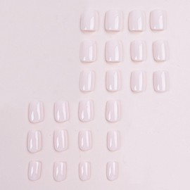 24 Pcs Nude Press on Nails Short Square Fake Nails Pink Glossy Glue on Nails Press ons, Full Cover False Nails Reusable Solid Color Acrylic Nails Soft Gel Stick on Nails for Women Girls Manicure