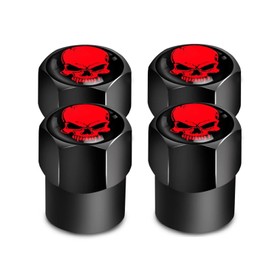 JWXGS 4Pcs/Set Skull Tire Valve Stem Cap Corrosion Resistant Dust Proof Cover Compatible with Car Motorcycle (Color : Black-Black Red)