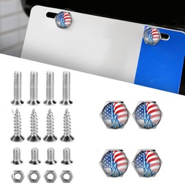 Gseigvee Pack-20 Car License Plate Screws, American Flag Screw Kit, Anti Theft Bolts Fasteners, Auto Screws Replacement, License Plates Frames Decor, Universal for Most Cars, Motorcycles (Silver)