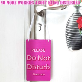 Do Not Disturb and Available Please Knock Door Sign - Wooden Reversible Double-Sided Hanging Plaque for Business, Office, Home, Therapists, Clinic, Dorm, School Class (Pink)