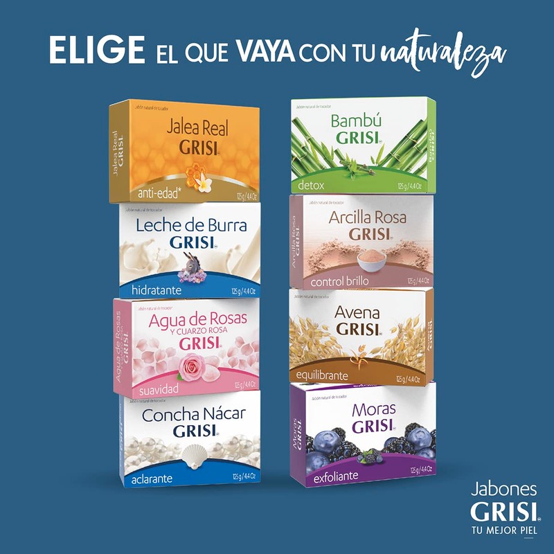 Grisi Jabón de Barra Aclarante Concha Nacar, 125 g, Paquete