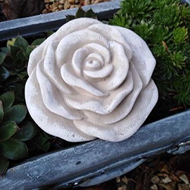 Stone Rose Flower Flower Cast Stone Frost Resistant Weatherproof Garden Decoration Light Grey