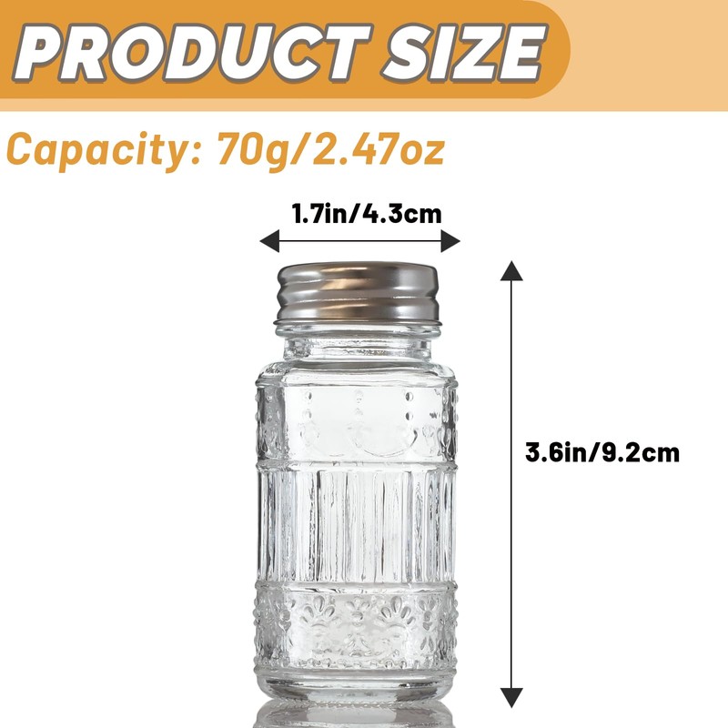 Wongblee 2 Pack Glass Salt and Pepper Shakers Set with