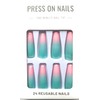 Press On Nails, 24 Reusable Pink and Turquoise Ombre Nail