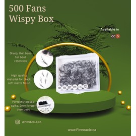 500 Fans | Wispy Promade Fans for Eyelash Extensions | Premade Spikes + Volume Fans | Made in Vietnam | Handmade Fans Lashes For Professional Lash Artists | Pinneacle Lash (Wispy | 7D | D | 10m (Spike 12mm))
